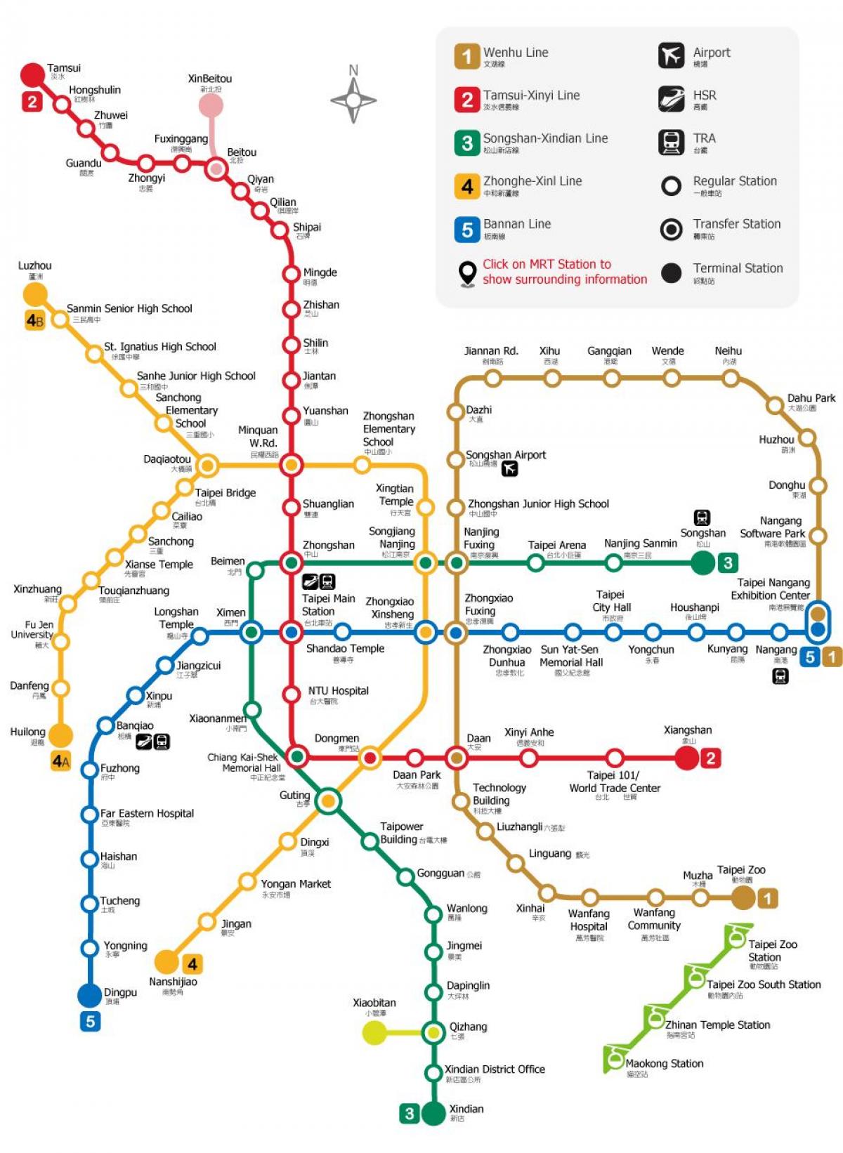 台北的地铁站地图