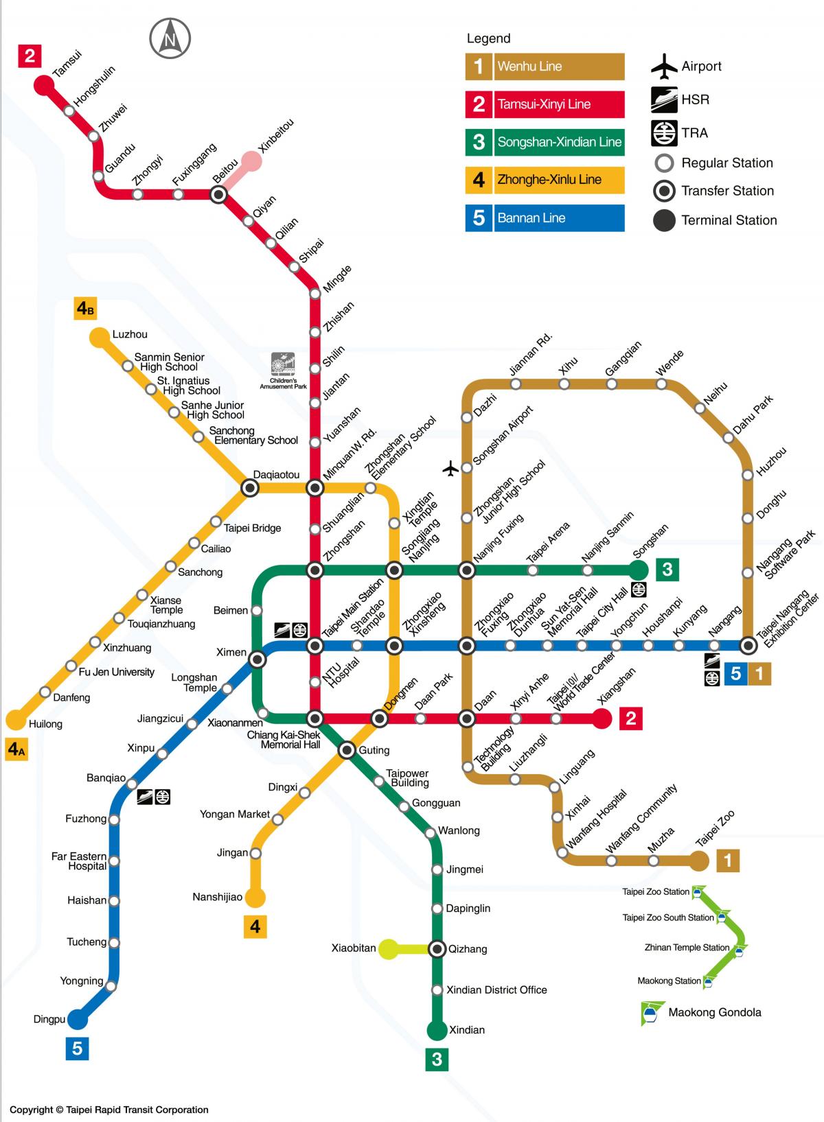 台北的地铁线的地图